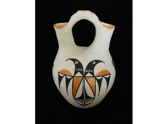 Navajo Clay Pottery Wedding Vase Hand Painted Signed