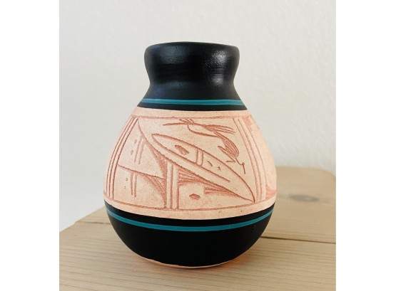 Stoneware Navajo Vase Signed J. White Rock
