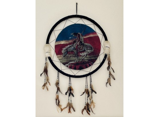 Hand Made Dream Catcher With End Of The Trail Tapestry Center