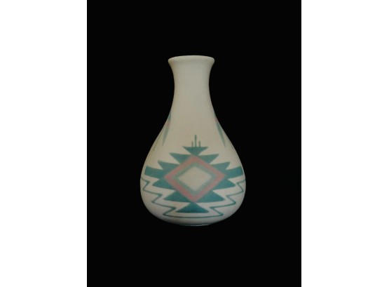 Sand Painted Clay Pottery Vase By Sunwest Arts