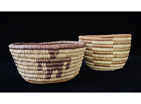 Pima Indian Basket And Navajo Hand Woven Basket