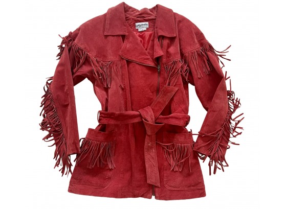 Vintage Red Fringe Jacket Women's Size Small