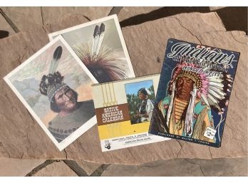 Native American Ephemera Lot, Including 2 Signed Art Prints By Ralph Wall And Gary Myers