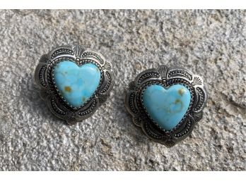 Quoc Turquoise Inc Alburquerque Sterling Silver And Turquoise Earrings
