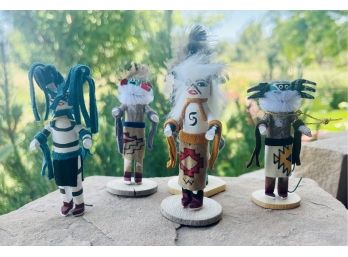 4 Signed Mini Kachina Dolls