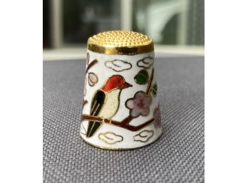 Cloisonne Bird And Flowers Thimble