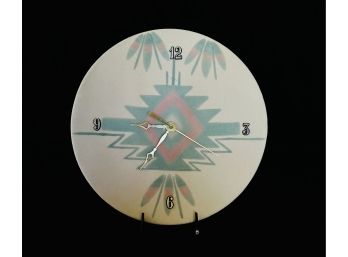 Sand Painted Clay Pottery Wall Clock By Sunwest Arts