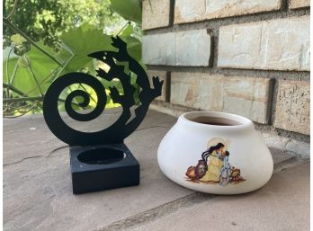 Pair Of Southwestern Themed Candle Holders