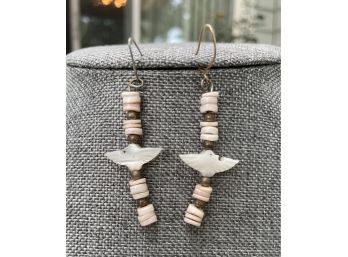 Mother Of Pearl And Shell Drop Earrings