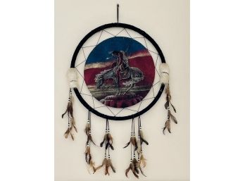 Hand Made Dream Catcher With End Of The Trail Tapestry Center