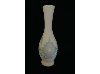 Sand Painted Clay Pottery Bud Vase By Sunwest Arts