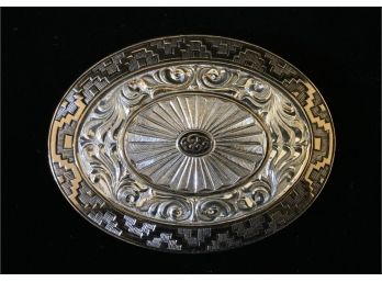 Crumrine Heavy Silver Plate On Jewelers Bronze Belt Buckle