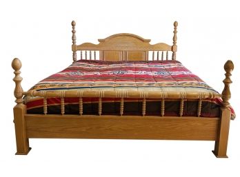 Light Oak King Size Bed With Mattress Boxspring & Bedding