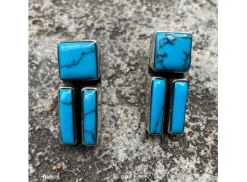 Mexico Sterling Silver Turquoise Earrings