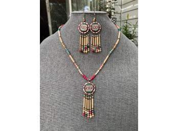 Southwestern Themed Necklace And Earrings Set