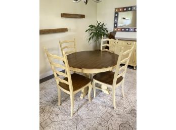 Pier 1 Imports Round Dining Table With 4 Chairs And Extra Leaf