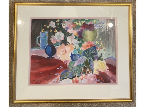Large  Watercolor Signed Betty DeMaree (1918-2005) In Frame Titled Mexican Blue (originally $2,250)