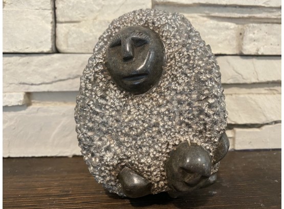 Abstract Sculptural Carved Shonas Stone Piece With Face Carvings Throughout Possibly Colleen Madamombe