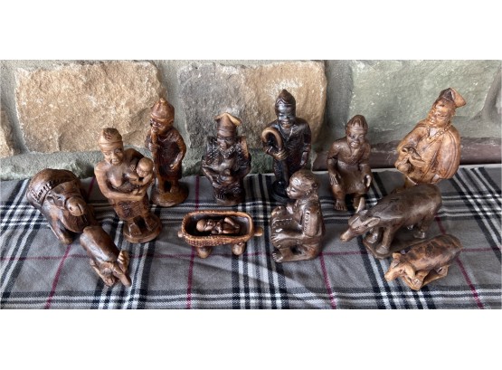 Handmade African Pottery 12 Piece Nativity Scene Set