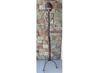 African Style Wood And Metal Coat Rack