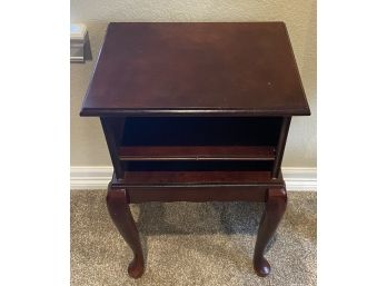 Solid Wood Side Table With Dark Stain Finish