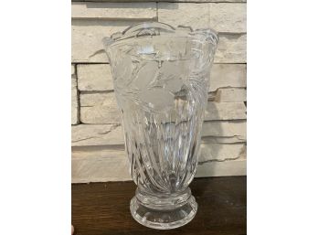 Etched Cut Crystal Heavy Vase