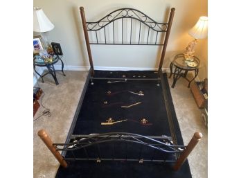 Metal Queen Bed Frame With Wooden Posts