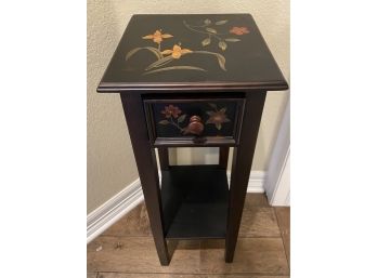 Small Wooden Floral Painted Accent Table