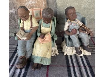 3 Sarah's Attic Miniature Figurines With 2 Chairs