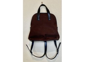 Vintage Coach Backpack In Brown Canvas With Leather Trim