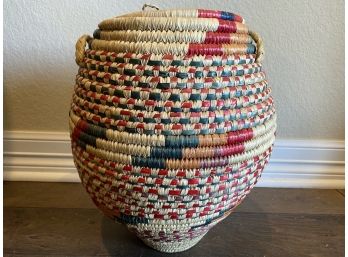 Tribal  Hand Woven Colorful Folk Market Basket