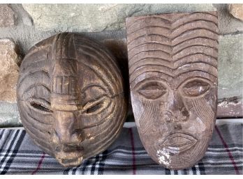 Hand Carved African Style Mask And Decorative Hanging Box
