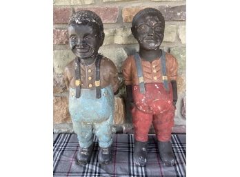 2 Large Hand Carved/painted Wooden Sculptures With Amazing Detail