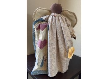 Country Blessing Doll By Karen Oleksa - Standing Angel With Small Handmade Quilt (12)