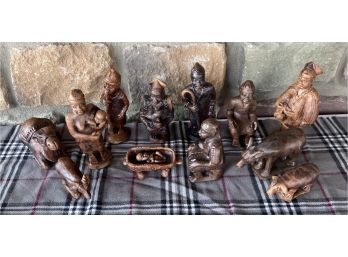 Handmade African Pottery 12 Piece Nativity Scene Set