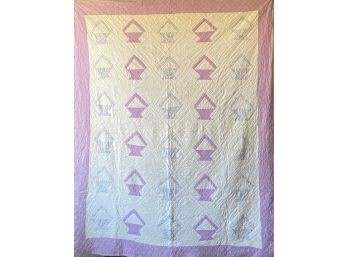 Handmade Quilt With Cream And Purple Colored Floral Pattern (3)