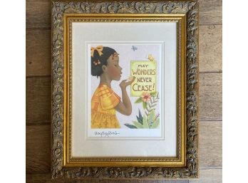 Rare! Signed Mary Engelbreit “May Wonders Never Cease!” Girl In A Magical Garden