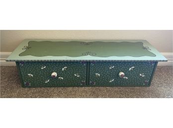 Hand Painted Wood Storage Box With 2 Drawers And Decorative Bee Pattern