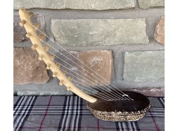 Small Kenyan Wood And Leather Harp