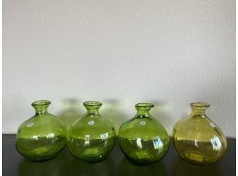 Set Of 4 Recycled Glass Vases In Green & Yellow Tones By Vidrios San Miguel