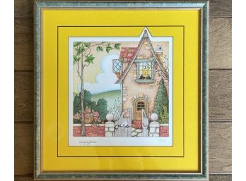 Rare! Signed & Numbered Limited Edition Mary Engelbreit Print Of Country House With Open Gate
