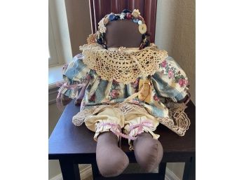 Country Blessing Doll By Karen Oleksa With Beautiful Button Design  (3)