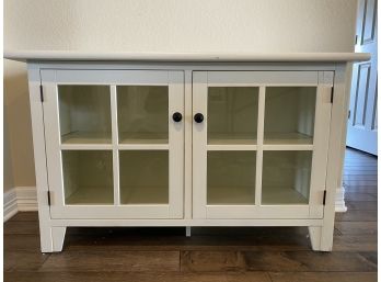 Cottage Style French Window Media Console- Good Condition- Some Surface Wear, Needs Light Cleaning
