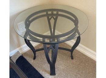Round Metal Side Table With Glass Top 1/2