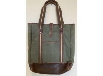 Rare New York Green And Brown Canvas Bag