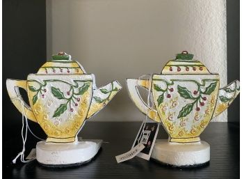 Pair Of Two Cast Iron Mary Engelbreit Teapot Bookends