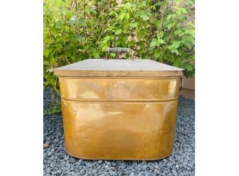 Antique Copper Tub With Handles & Tin Lid