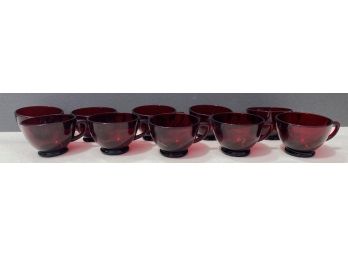 (10) Ruby Red Glass Tea Cups