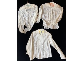 3 Antique Handmade Lacy Blouses Size Small Lot 4