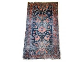Antique 1920 Persian Hamadan Very Worn With Holes And Fraying